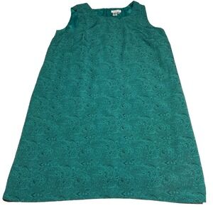 Coldwater Creek Shift Dress size 24 W Green Floral Paisley Pattern Dress Holiday